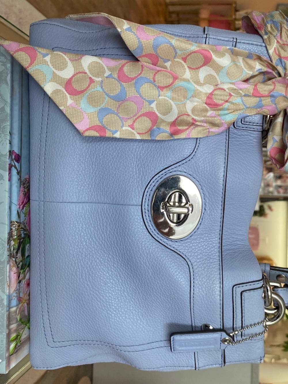 Coach Vintage Leather Periwinkle Blue Handbag